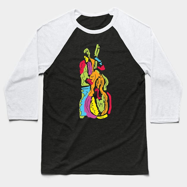 Multicolor Bass Musician Baseball T-Shirt by jazzworldquest